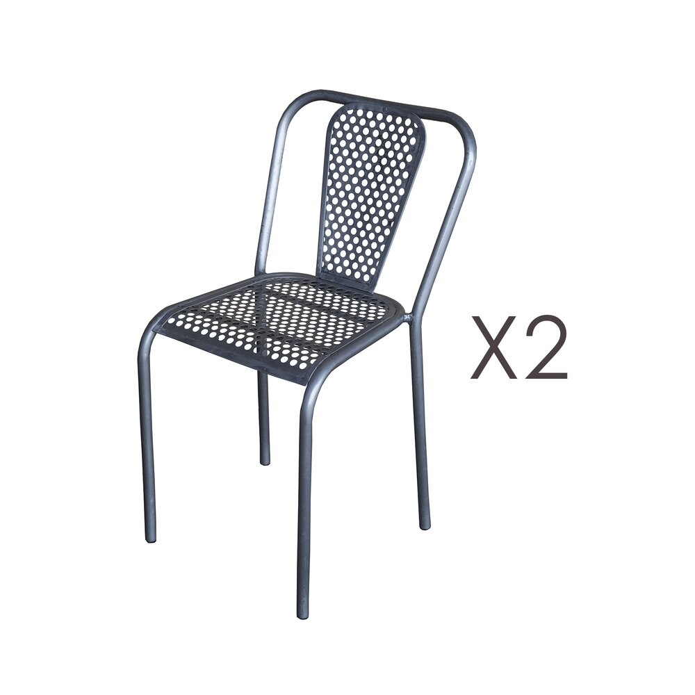 Chaise - Lot de 2 chaises 41,5x47x77 cm en métal photo 1