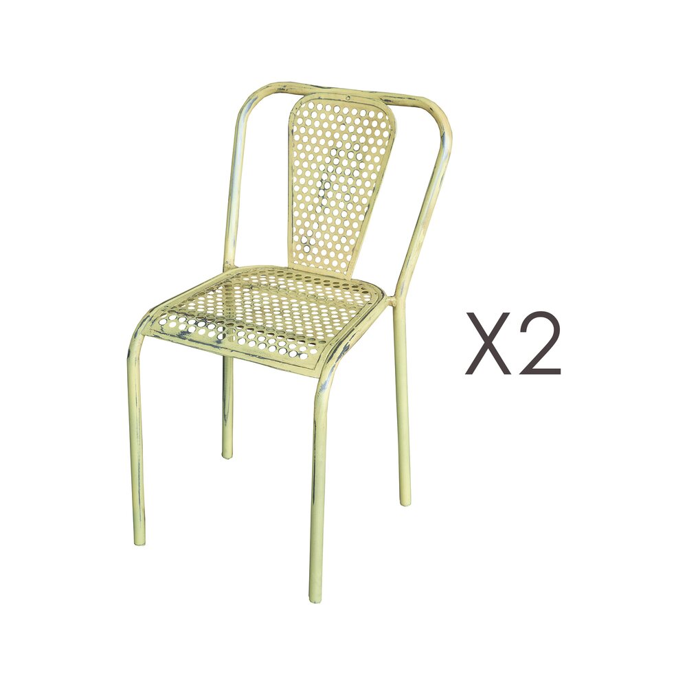 Meuble de jardin - Lot de 2 chaises 41,5x47x77 cm en métal jauni photo 1