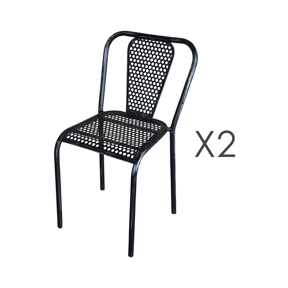 Chaise de jardin - Lot de 2 chaises 41,5x47x77 cm en métal noir photo 1