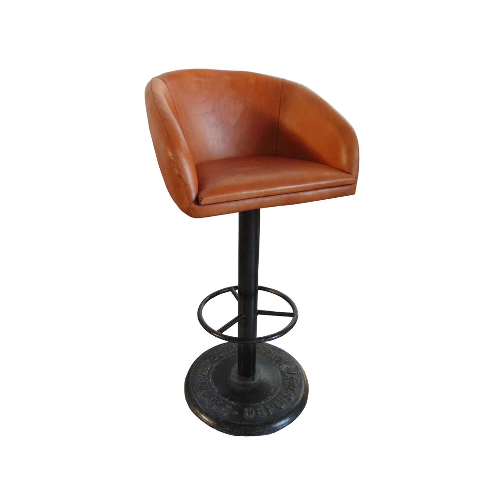 Tabouret de bar - Chaise de bar 52x52x102 cm en cuir marron et métal photo 1