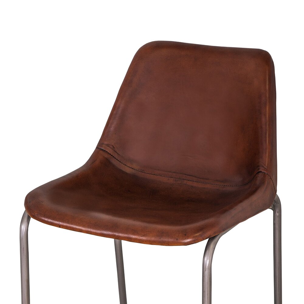 Lot de 2 chaises de bar 47x48x103 cm en cuir marron et métal photo 3