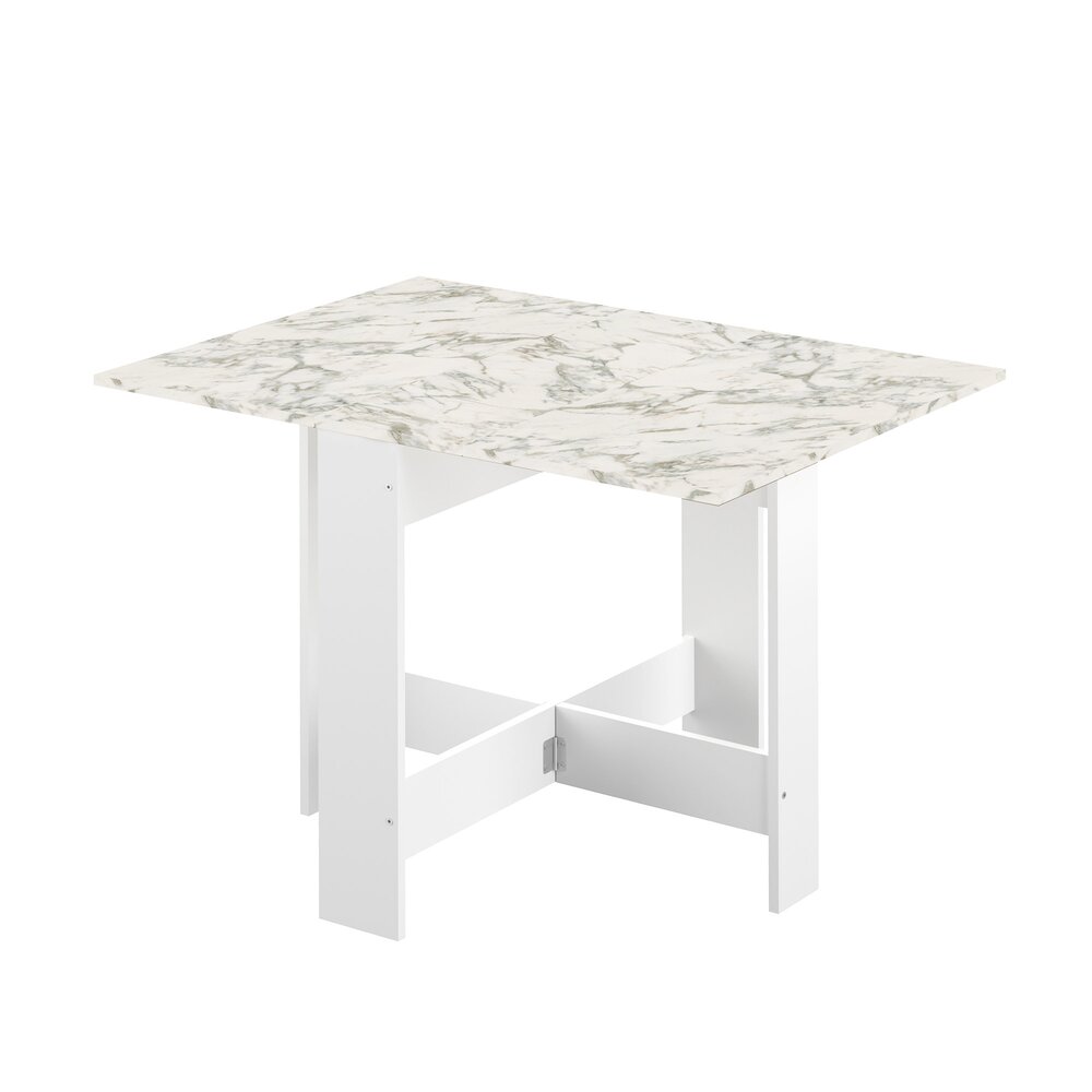 Table pliante deux abattants blanc et plateau effet marbre - OPTIMUM photo 5