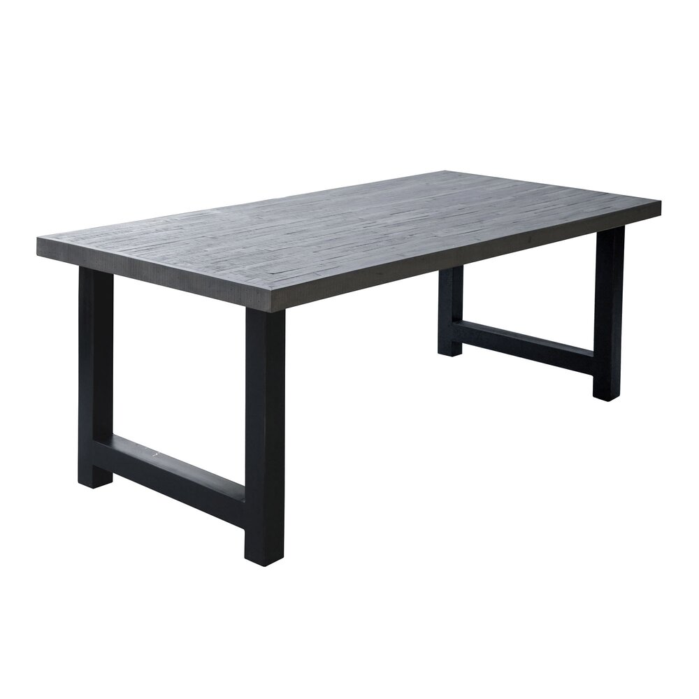 Table à manger 200 cm en acacia massif gris et métal noir photo 2