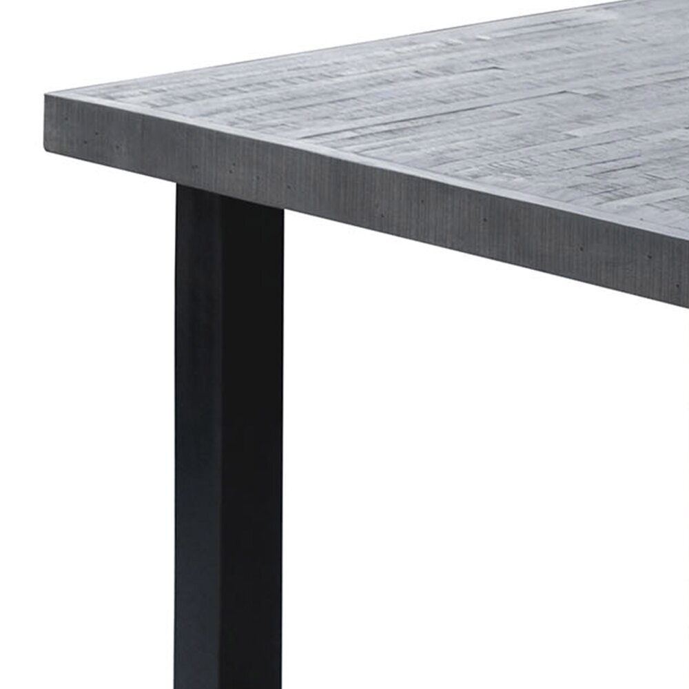 Table à manger 200 cm en acacia massif gris et métal noir photo 3
