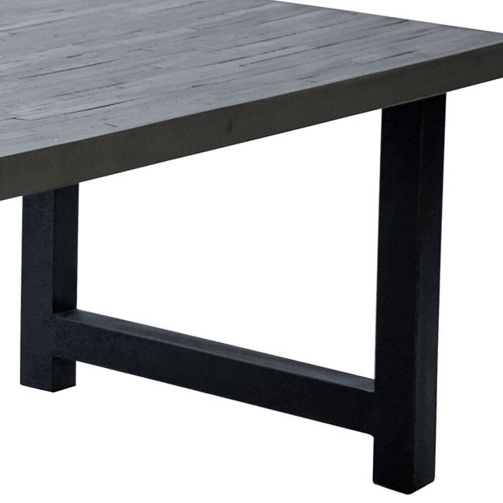Table à manger 200 cm en acacia massif gris et métal noir photo 4