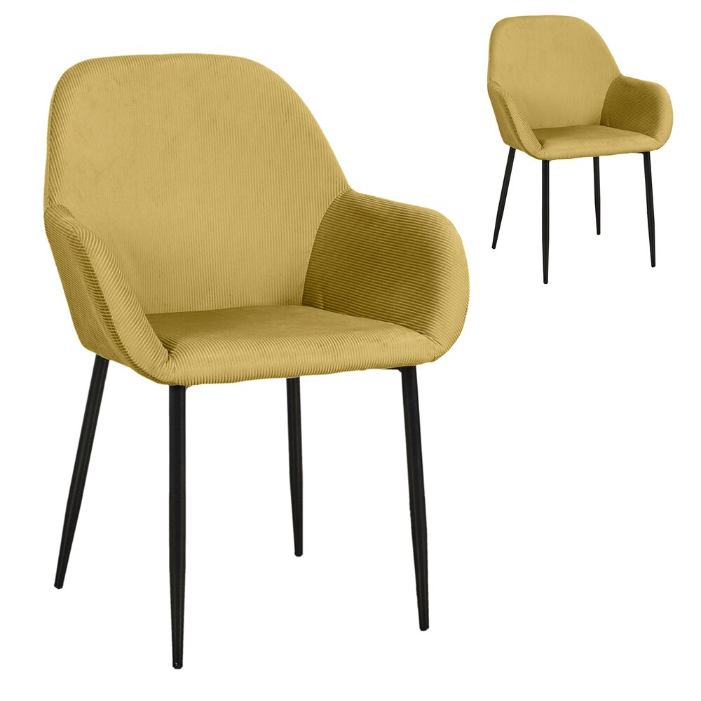 Chaise - Lot de 2 fauteuils repas en tissu jaune moutarde - LOXTOY photo 1
