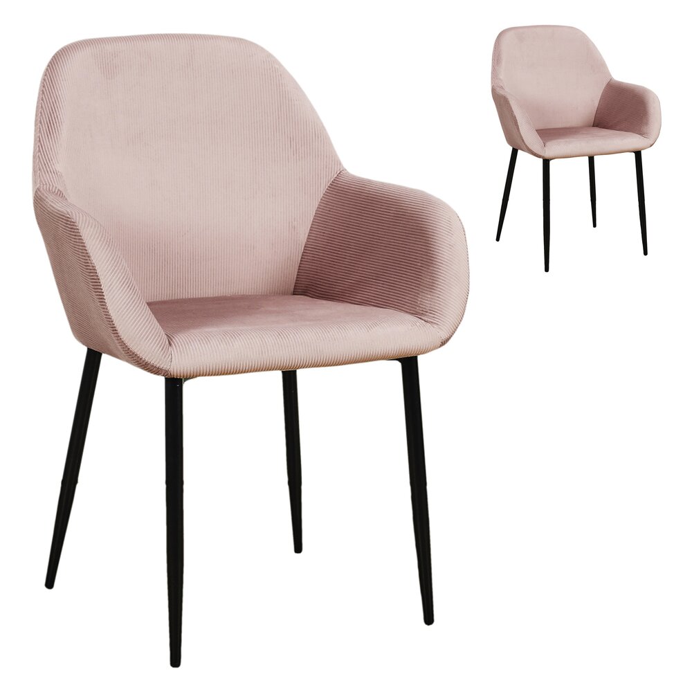 Chaise - Lot de 2 fauteuils repas en tissu rose clair - LOXTOY photo 1
