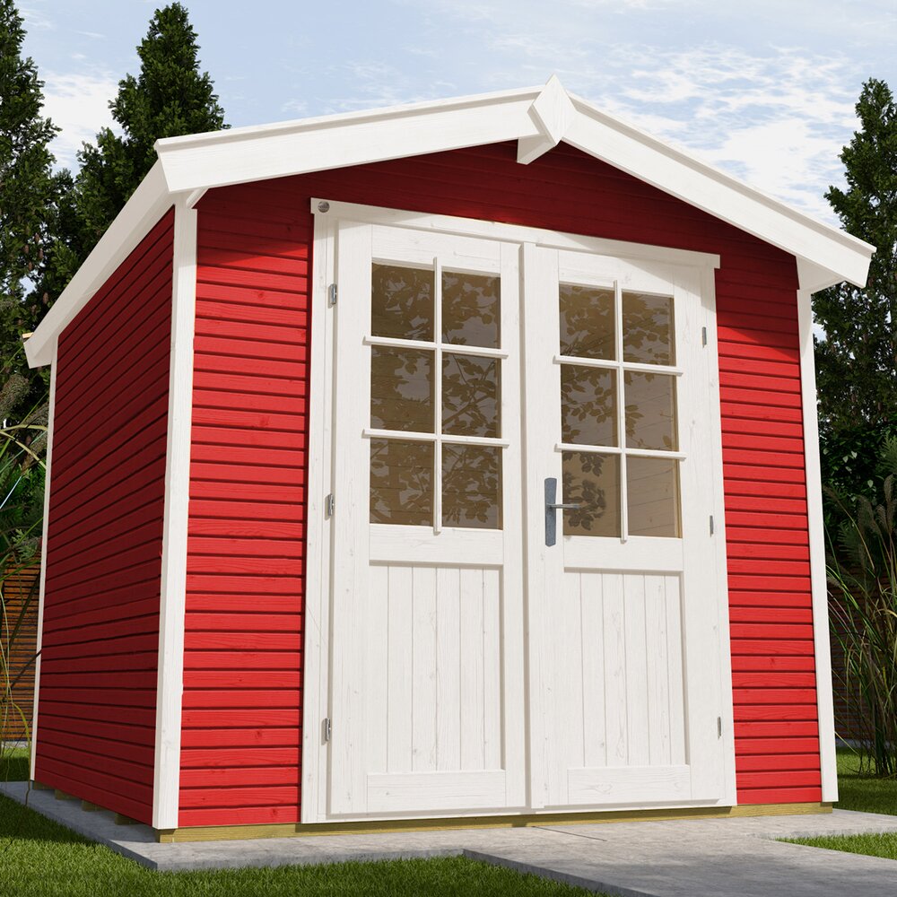 Abris, garages et serres - Abri de jardin 320x235x234 cm en épicéa rouge et blanc - KINX photo 1