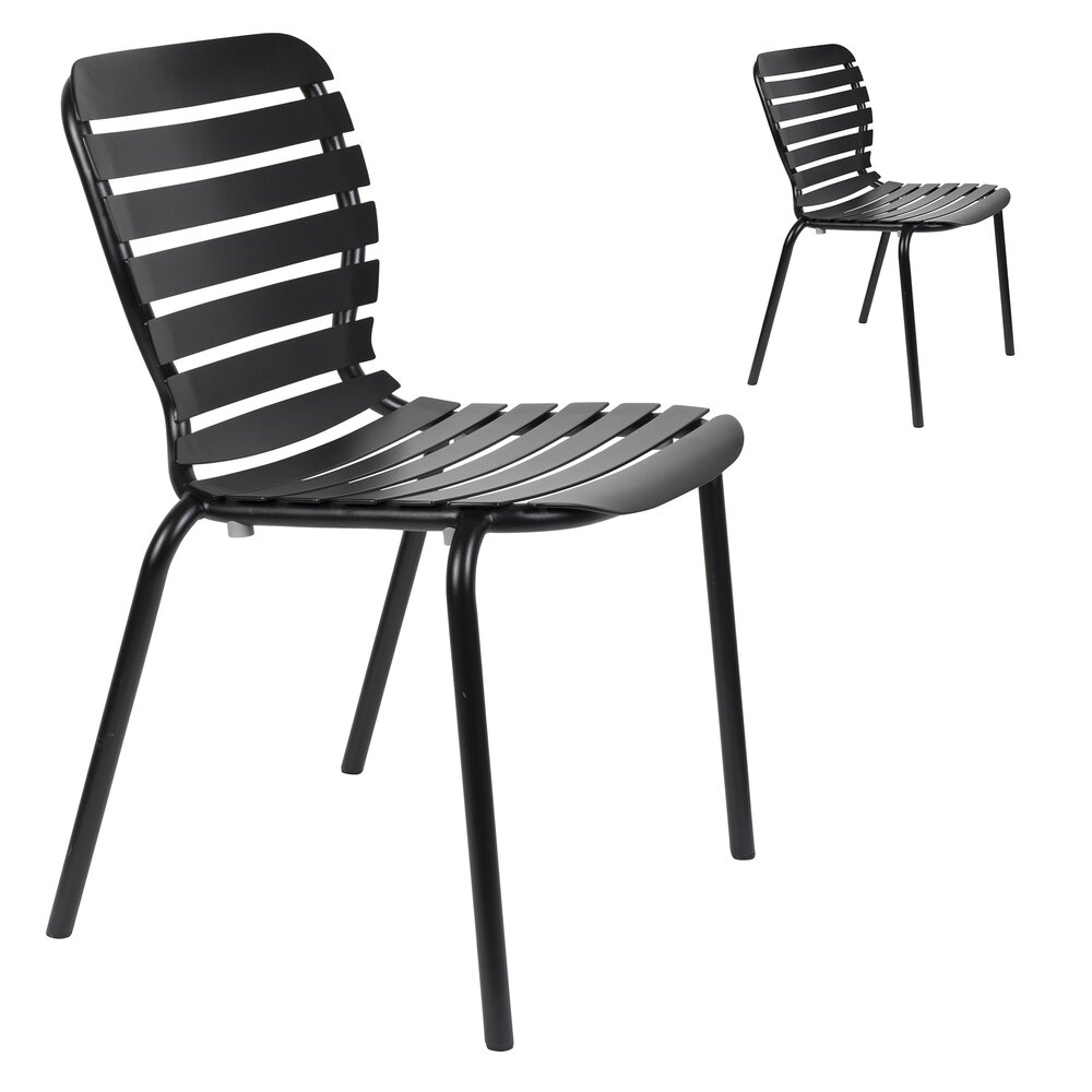 Chaise de jardin - Lot de 2 chaises de jardin en aluminium noir - VONDEL photo 1