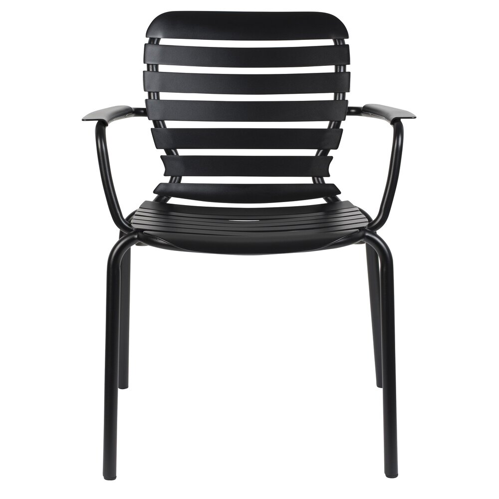 Lot de 2 chaises de jardin avec accoudoirs en aluminium noir - VONDEL photo 2