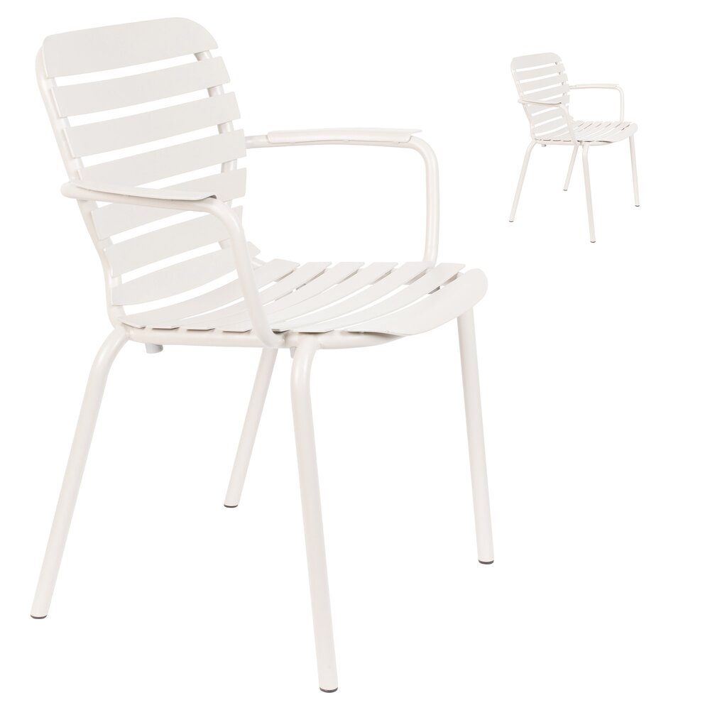 Lot de 2 chaises de jardin avec accoudoirs en aluminium blanc - VONDEL photo 1