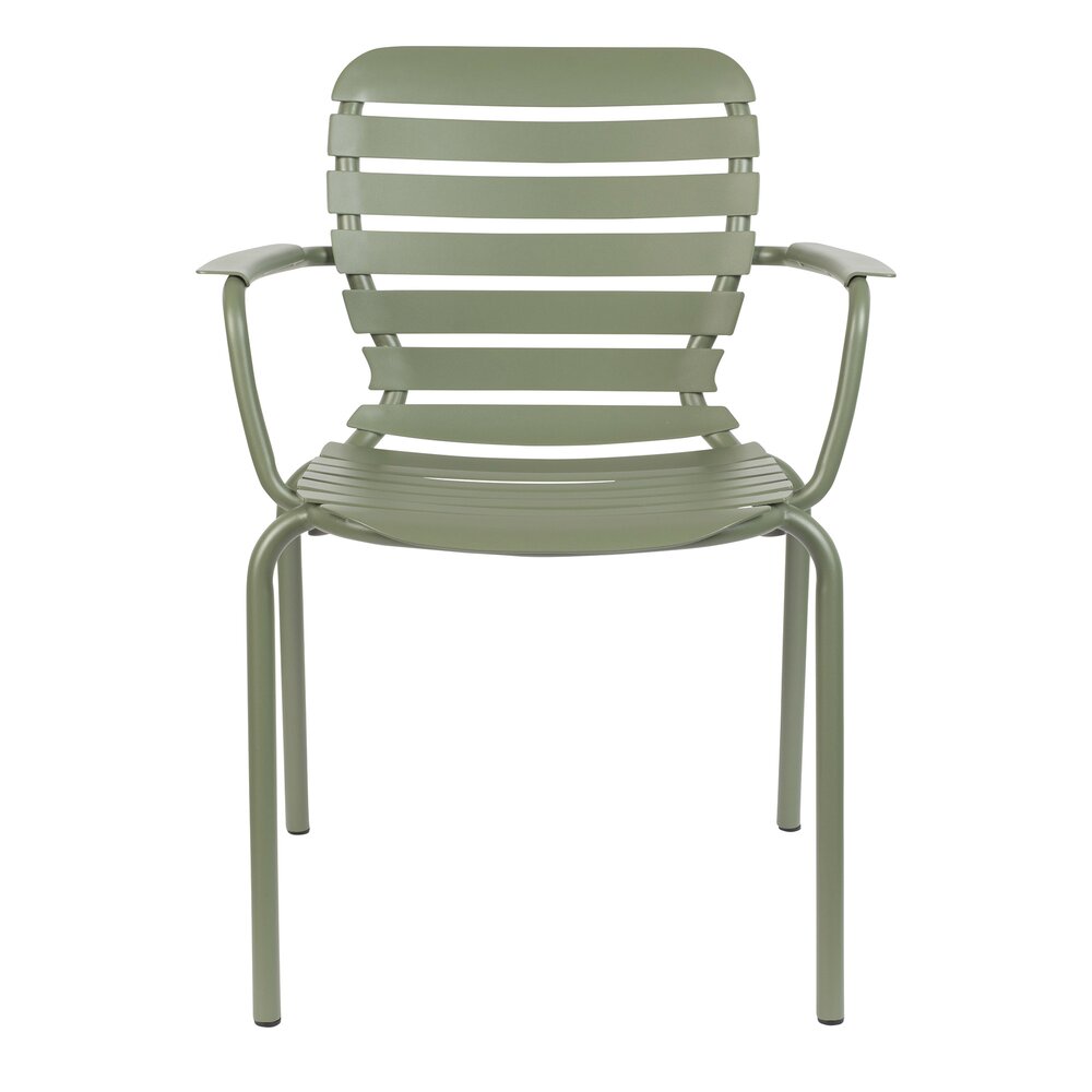 Lot de 2 chaises de jardin avec accoudoirs en aluminium vert - VONDEL photo 2