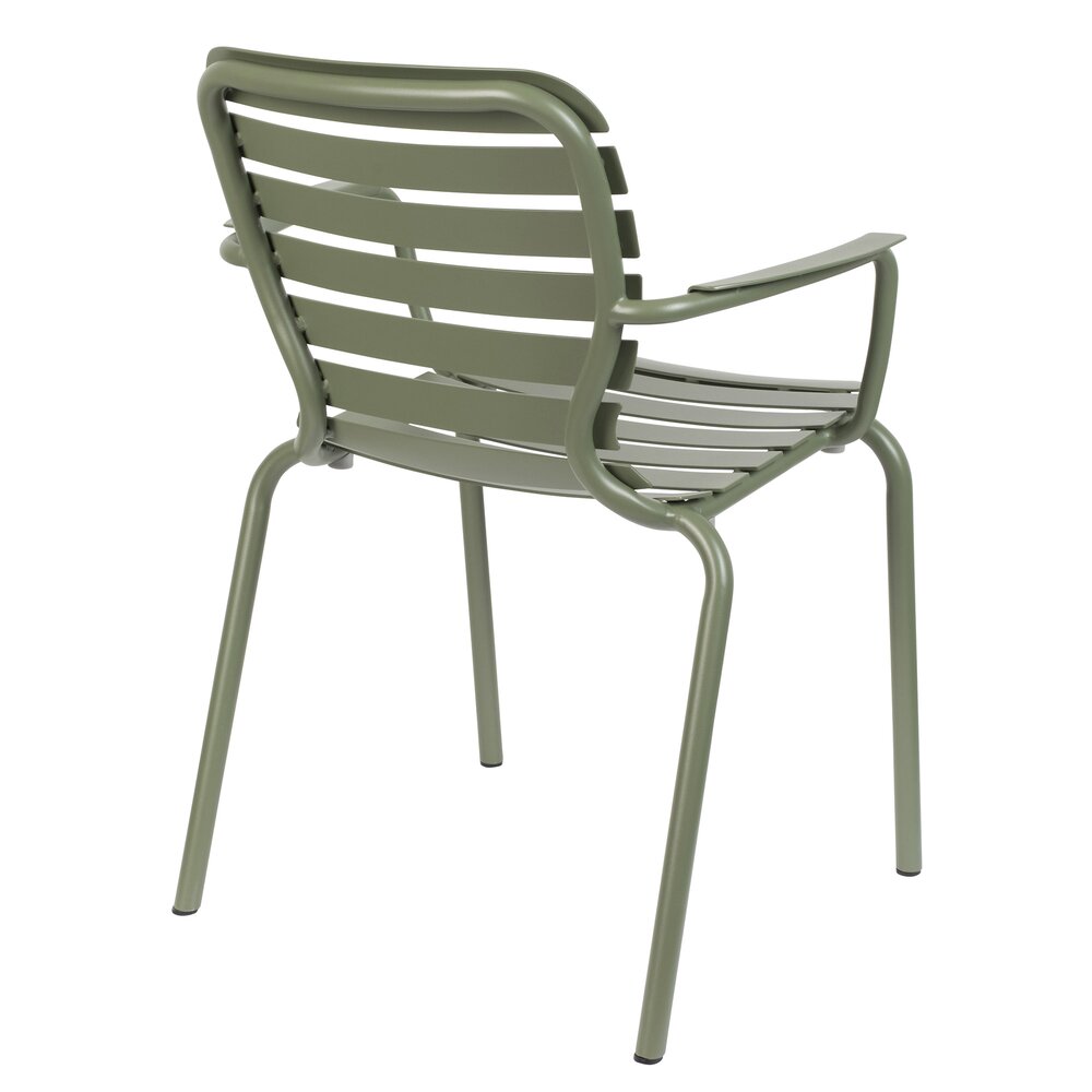 Lot de 2 chaises de jardin avec accoudoirs en aluminium vert - VONDEL photo 3