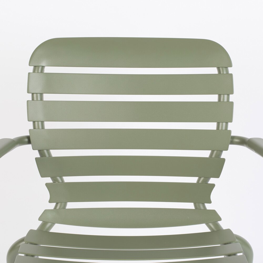Lot de 2 chaises de jardin avec accoudoirs en aluminium vert - VONDEL photo 4