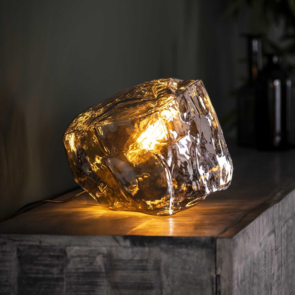 Sentimenteel Beperken Sluimeren Lampe de table en verre soufflé transparent finition chromé - BOKK | Maison  et Styles