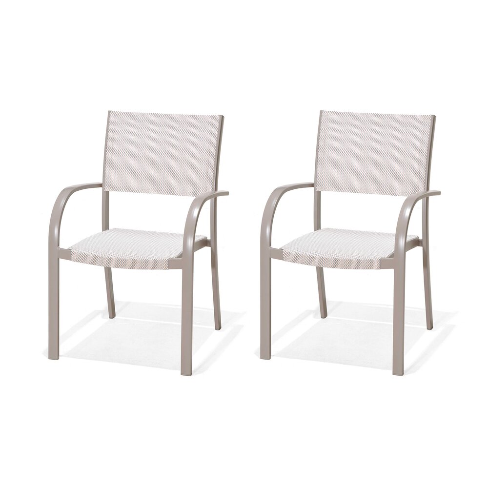 Meuble de jardin - Lot de 2 chaises de jardin en aluminium et PVC taupe - SIENA photo 1