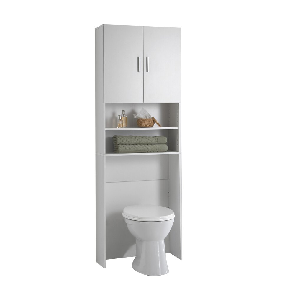 Meuble WC ou machine à laver 2 portes 64x26x190 cm blanc