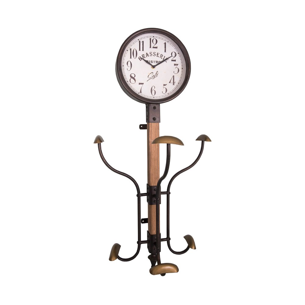 Horloge - Pendule - Horloge porte manteau Bistro 35,5x23x80 cm marron photo 1