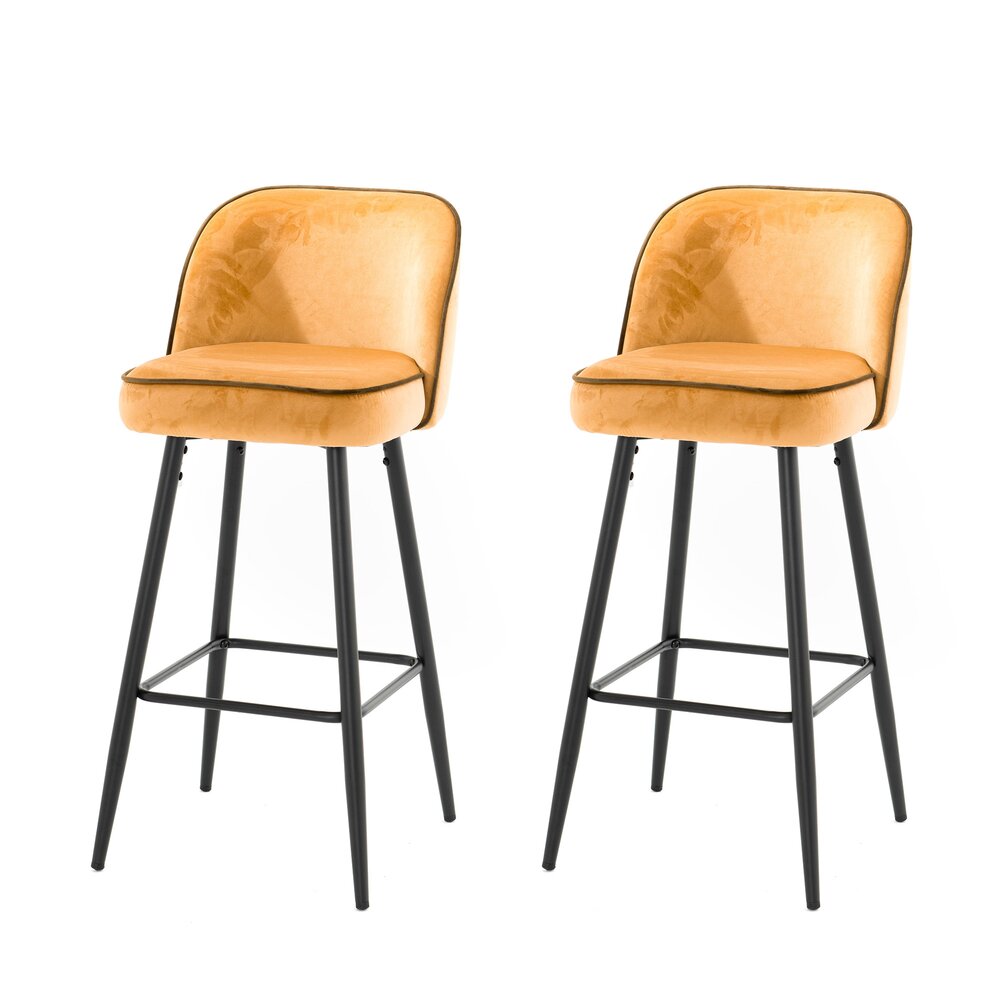 Lot de 2 chaises de bar 47x56x103 cm en velours jaune - HASLET photo 1