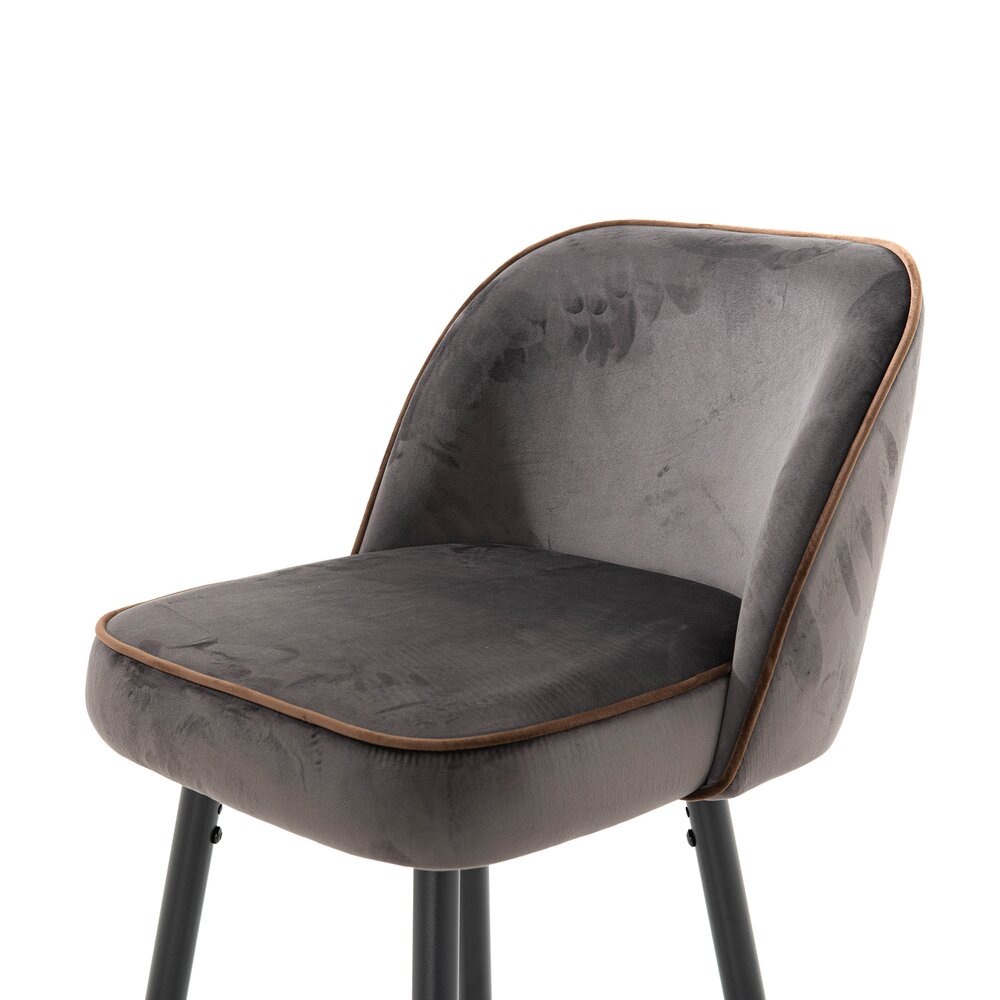 Lot de 2 chaises de bar 47x56x103 cm en velours gris foncé - HASLET photo 2