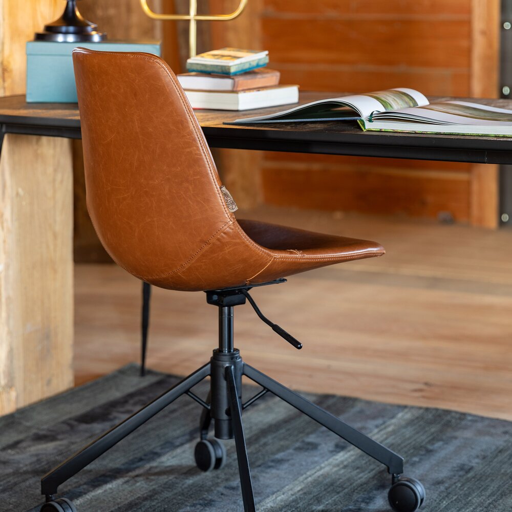 Chaise de bureau - Chaise de bureau à roulettes 67,5x67,5x82 cm en PU marron - FRANKY photo 1