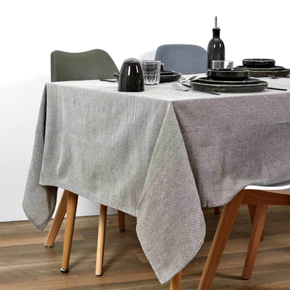 Linge de table - Nappe rectangulaire 250x140 cm en tissu vert olive photo 1