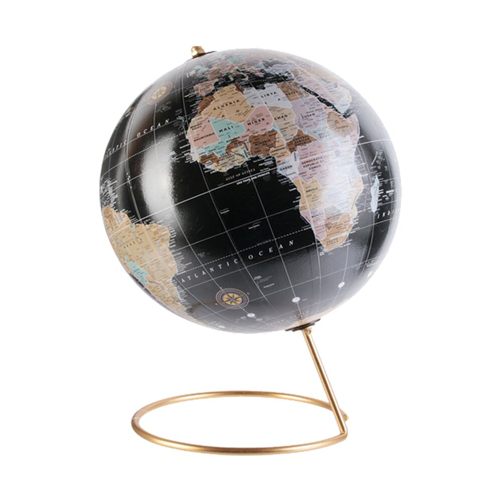 Globe terrestre déco 21,5x29 cm noir et doré photo 2