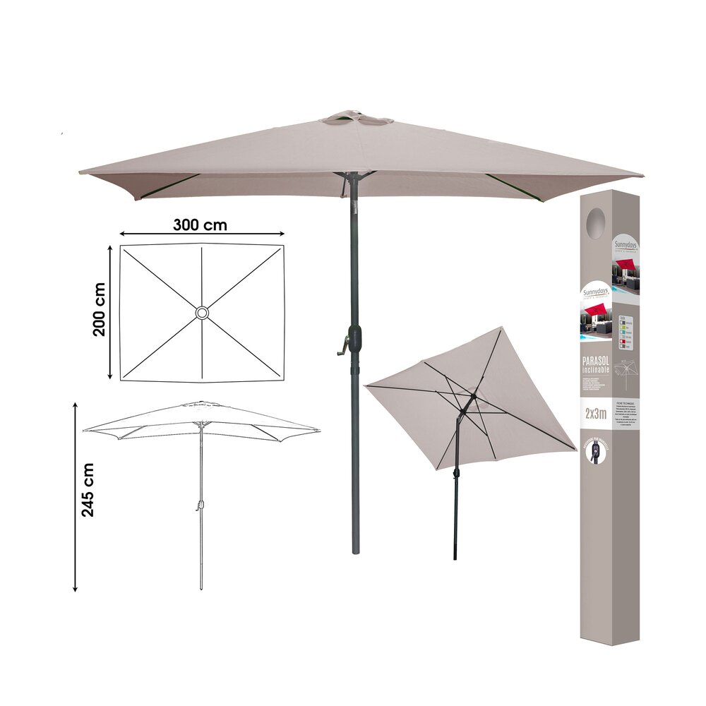Parasol inclinable carré 245 cm taupe - PALERMO photo 1