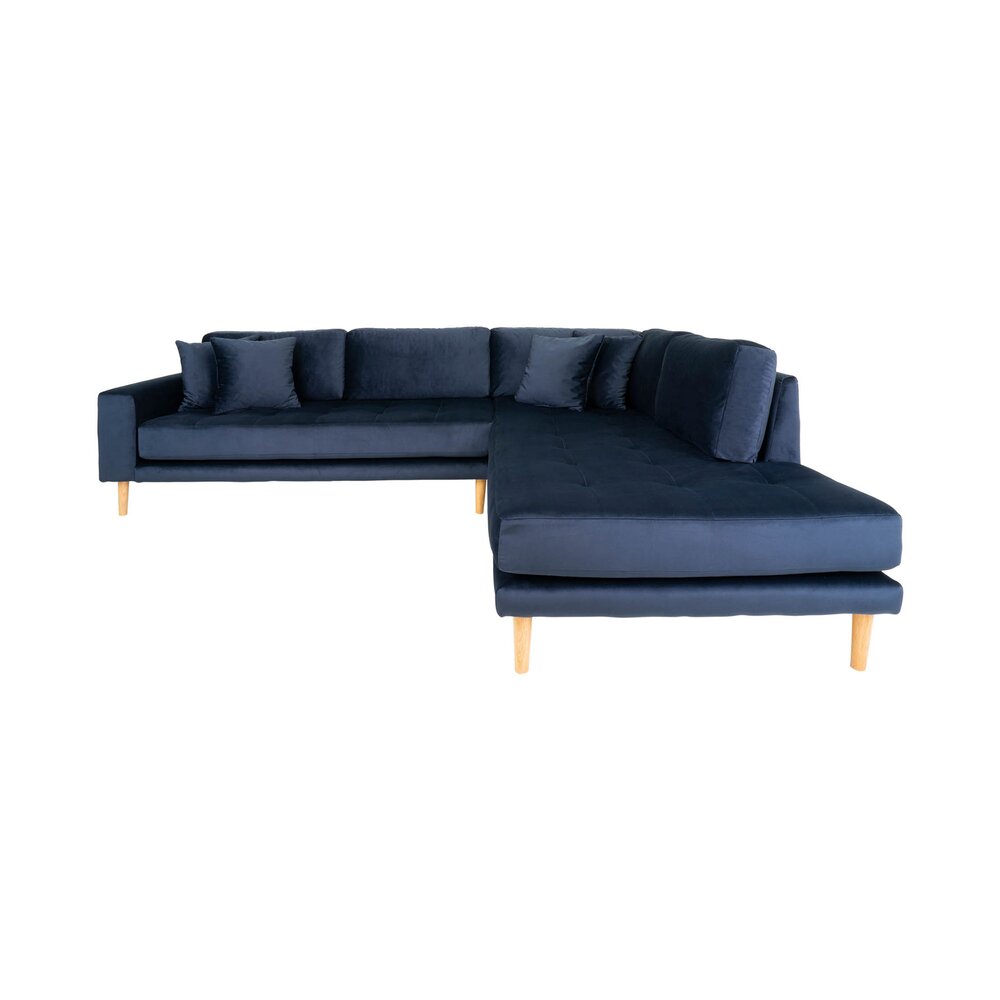 Canapé d'angle à droite en velours bleu foncé - VANEA photo 2