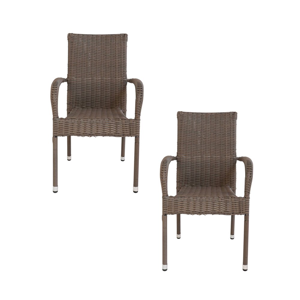 Lot de 2 chaises de jardin imitation rotin gris - PITA photo 2