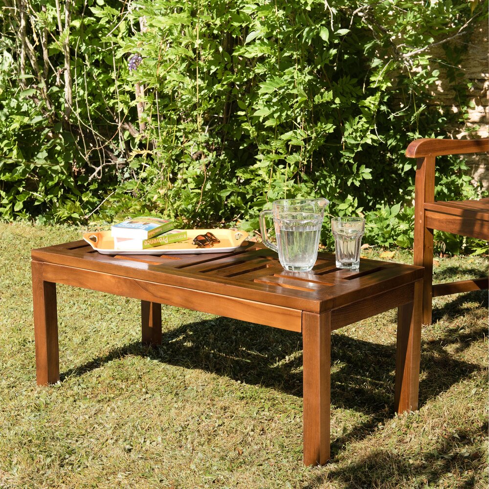 Meuble de jardin - Table basse design 100 cm en teck huilé - GARDENA photo 1