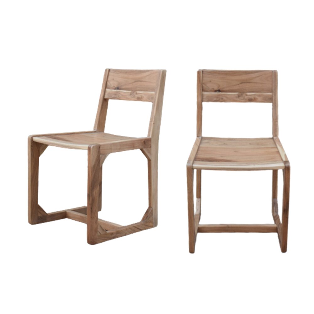 Chaise - Lot de 2 chaises 47,5x47,5x79 cm en acacia vernis - KANTE photo 1