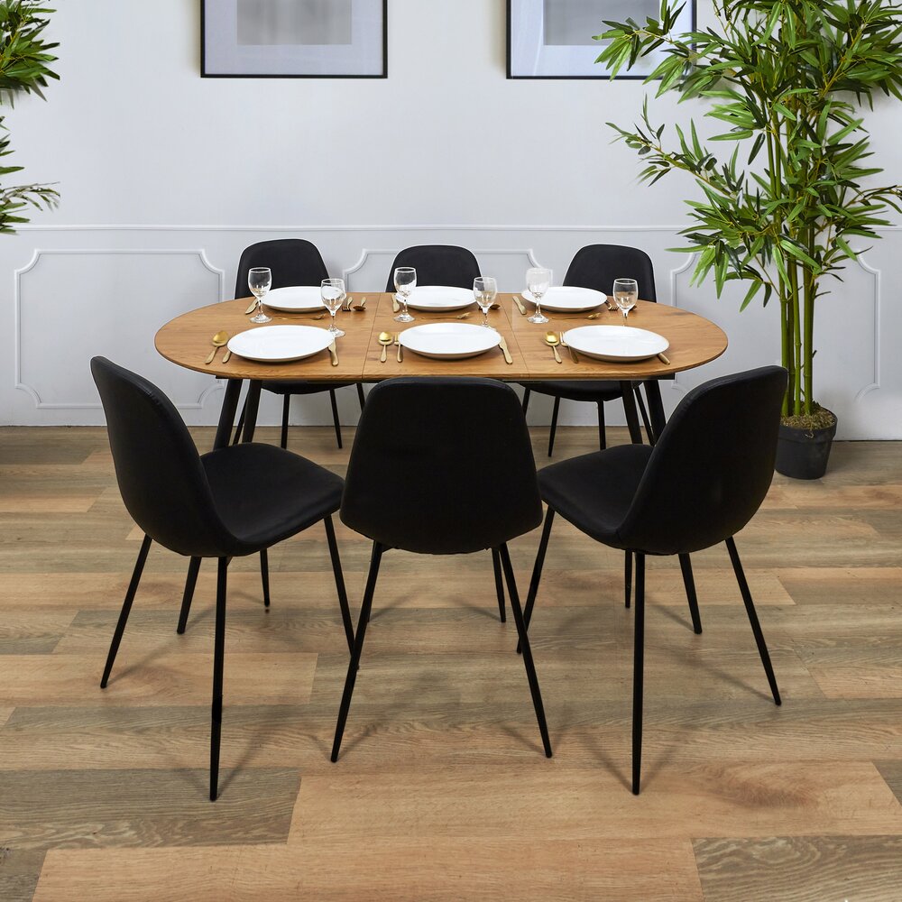 Table - Table à manger extensible 120/160x80x75 cm naturel et noir photo 1