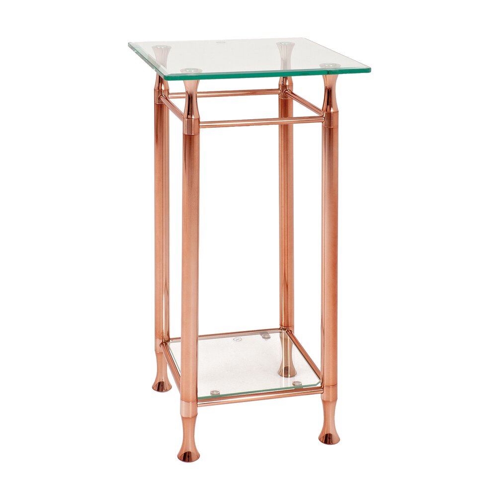 Table basse - Table d'appoint carrée 35x72 cm en verre trempé et métal cuivre photo 1