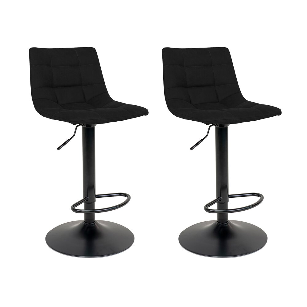 Tabouret de bar - Lot de 2 chaises de bar 43x43x88/108 cm en velours noir - GELLER photo 1