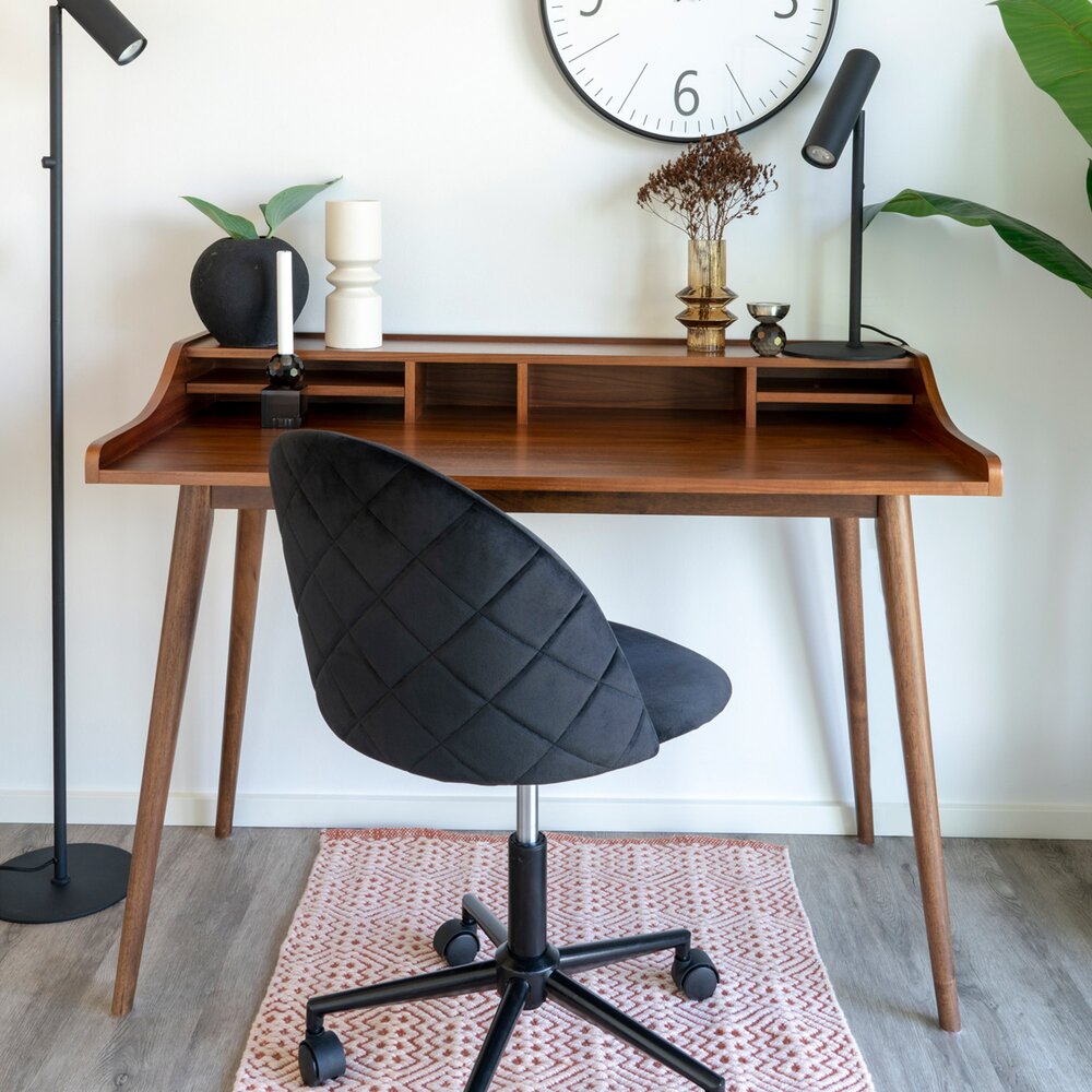 Chaise de bureau - Chaise de bureau en tissu velours noir - AHMAS photo 1