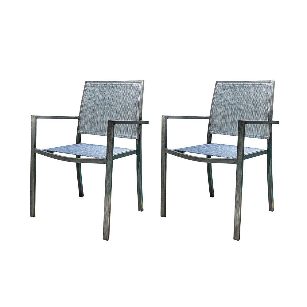 Lot de 2 fauteuils de jardin en aluminium imitation teck gris photo 2