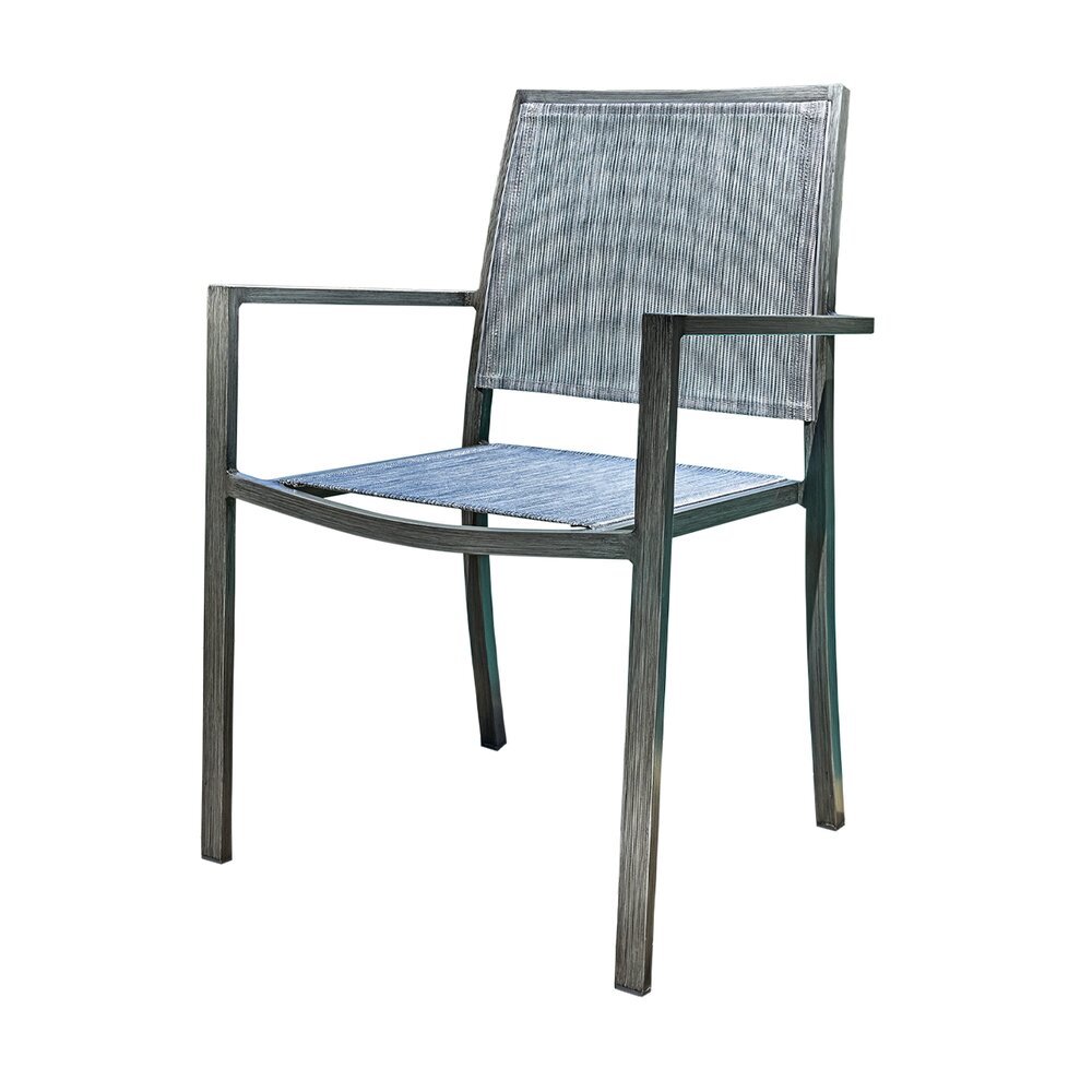 Lot de 2 fauteuils de jardin en aluminium imitation teck gris photo 3