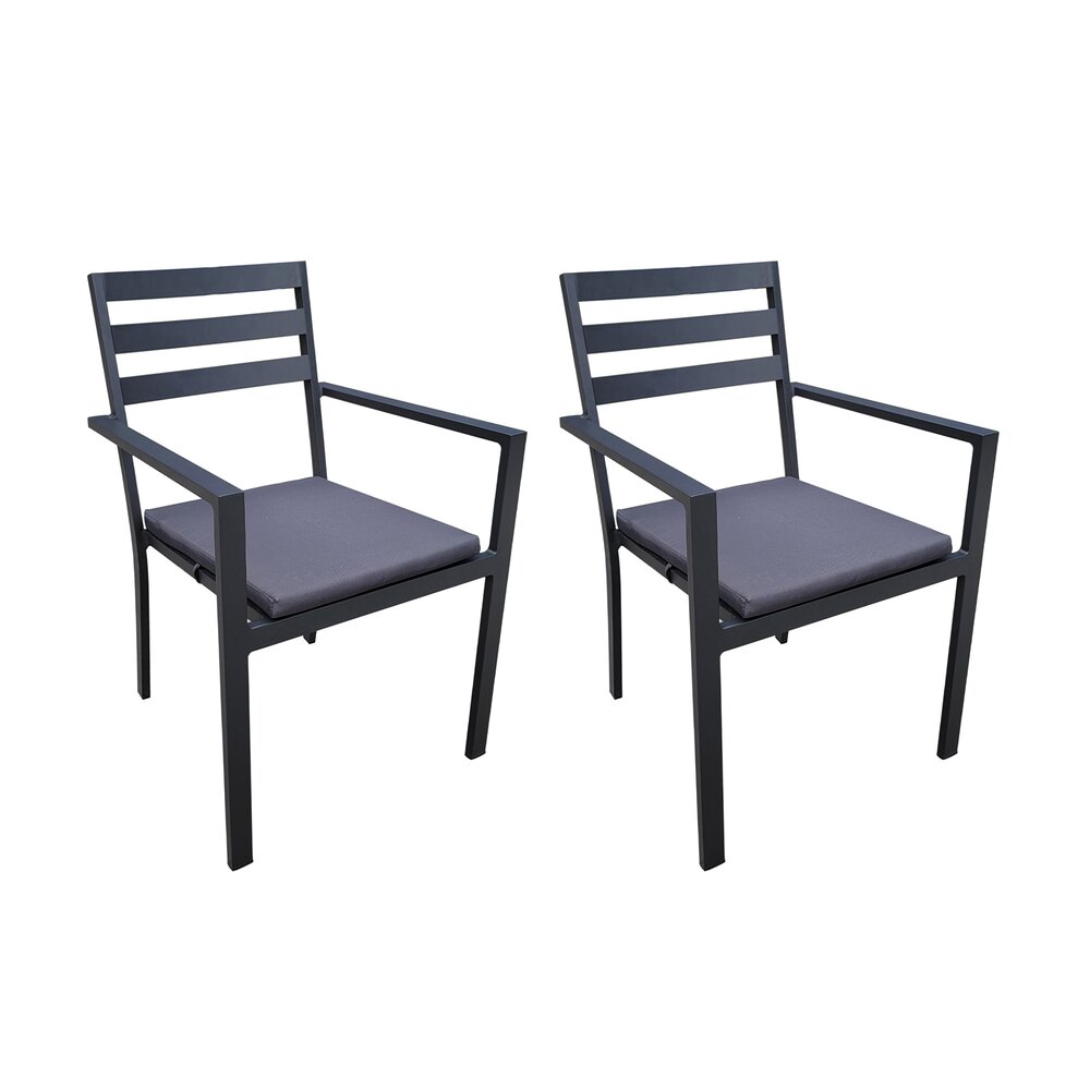 Lot de 2 fauteuils de jardin empilables en aluminium anthracite - VILA photo 1