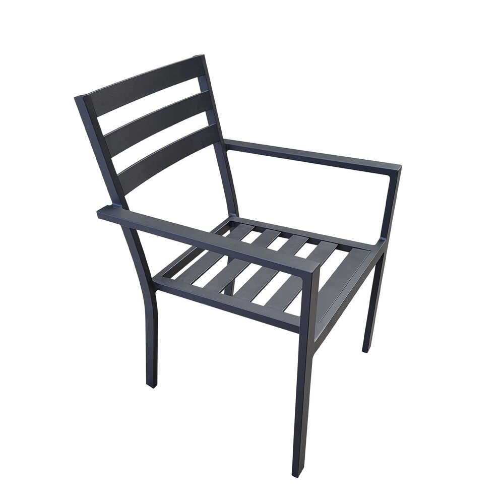 Lot de 2 fauteuils de jardin empilables en aluminium anthracite - VILA photo 2