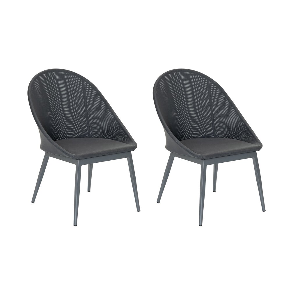 Chaise de jardin - Lot de 2 fauteuils de jardin en aluminium et textilène noir - VILA photo 1