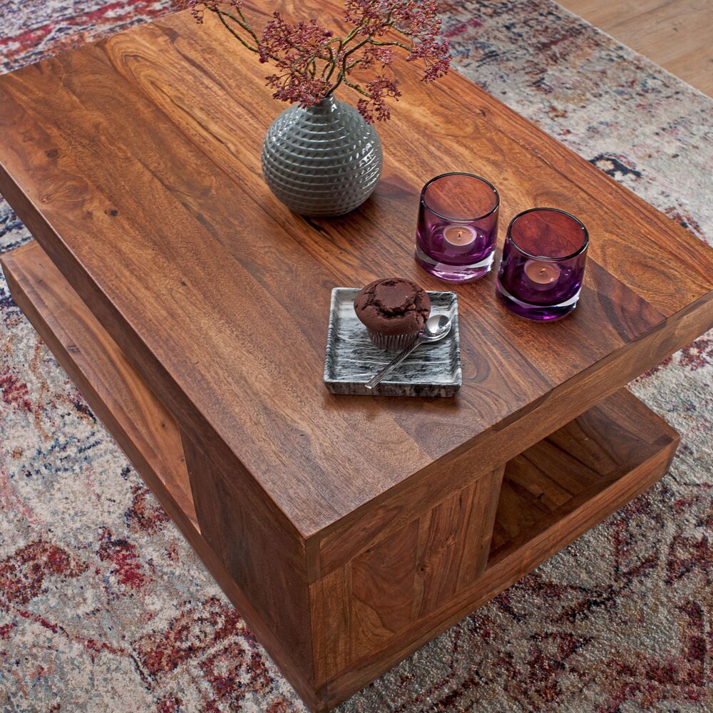 Table basse 90x60x40 cm en bois de sheesham massif photo 2