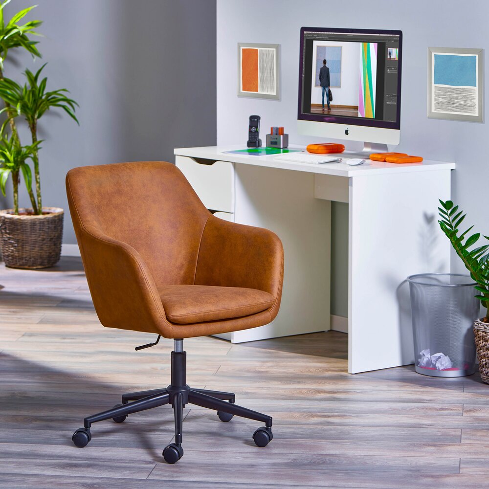 Fauteuil de bureau - Chaise de bureau 61,5x63x83,5/91 cm marron photo 1