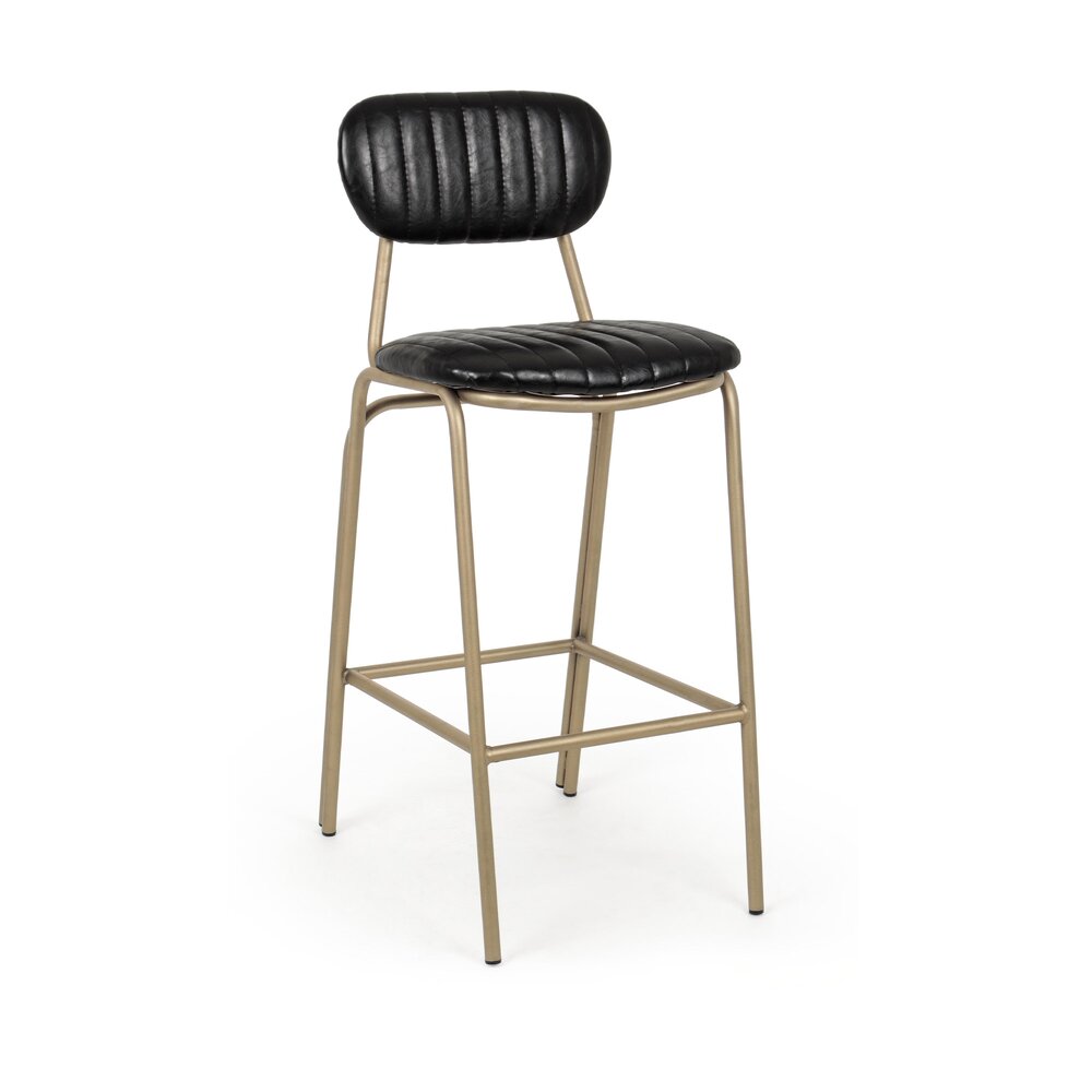 Tabouret de bar - Chaise de bar 41x51x100 cm assise PU noir et métal doré photo 1