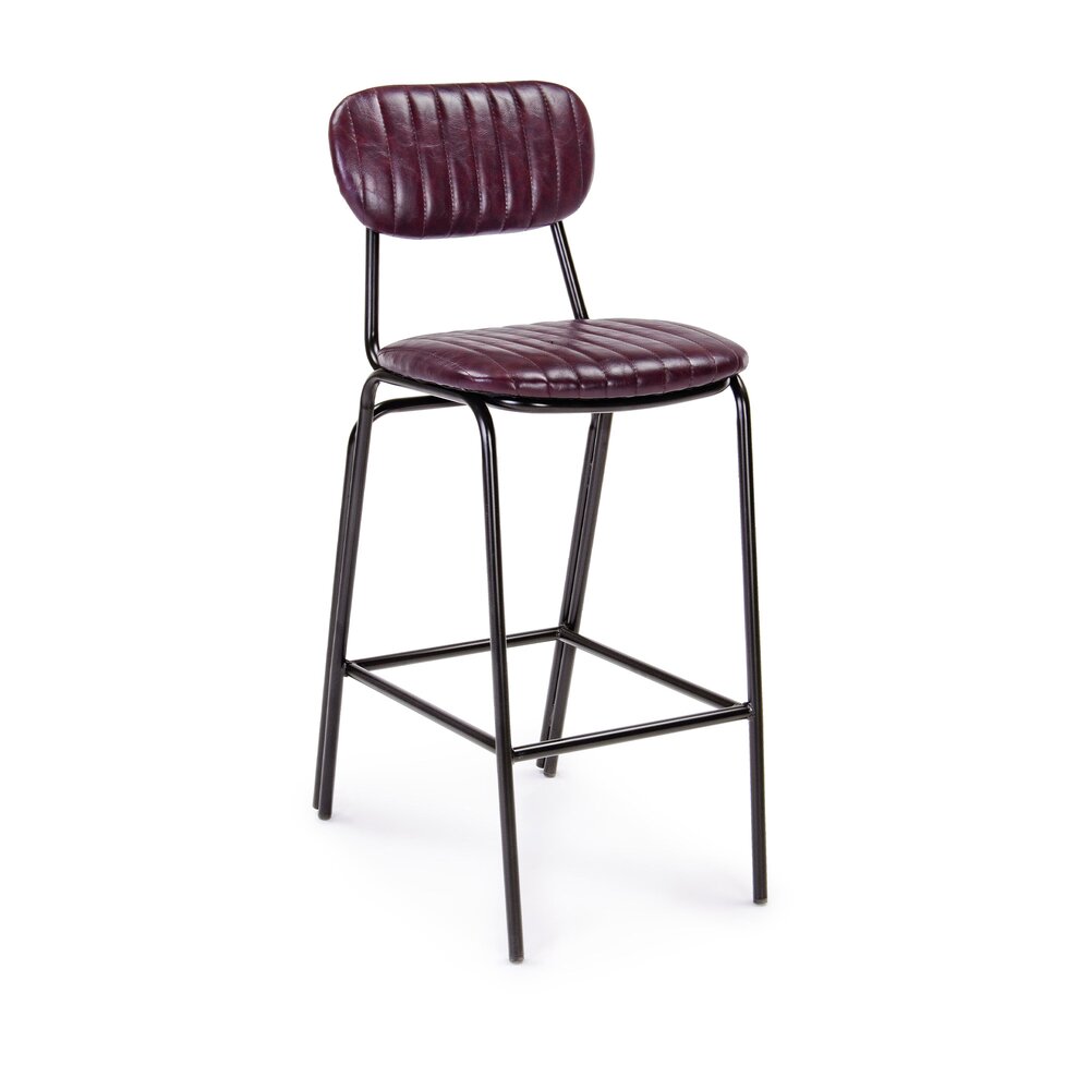 Chaise de bar 44x51x100 cm en PU bordeaux et acier noir photo 1