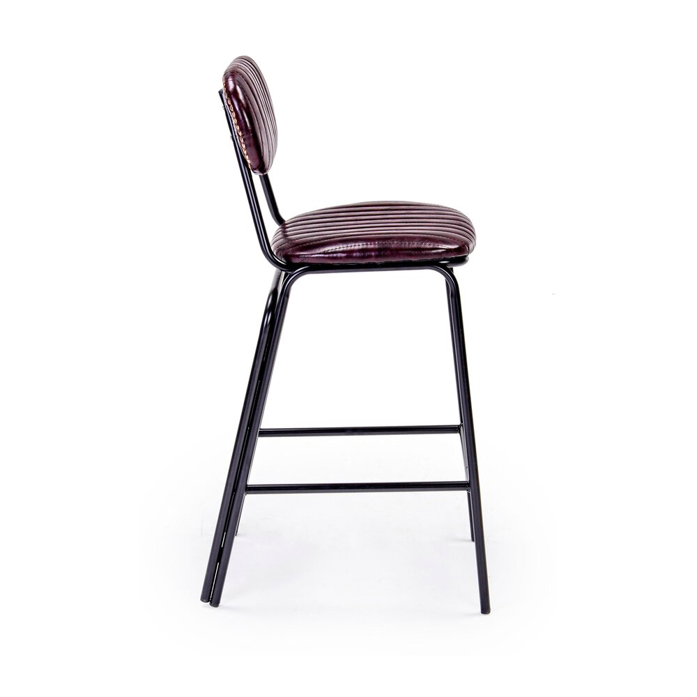 Chaise de bar 44x51x100 cm en PU bordeaux et acier noir photo 2