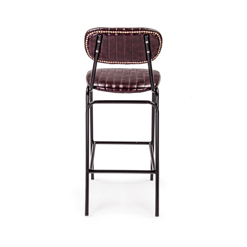 Chaise de bar 44x51x100 cm en PU bordeaux et acier noir photo 3