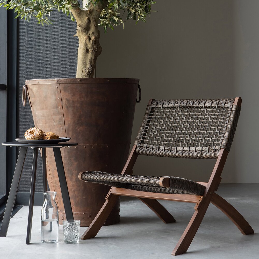 Chaise de jardin - Chaise relax pliante 60x78x73 cm en eucalyptus et polyéthylène marron photo 1