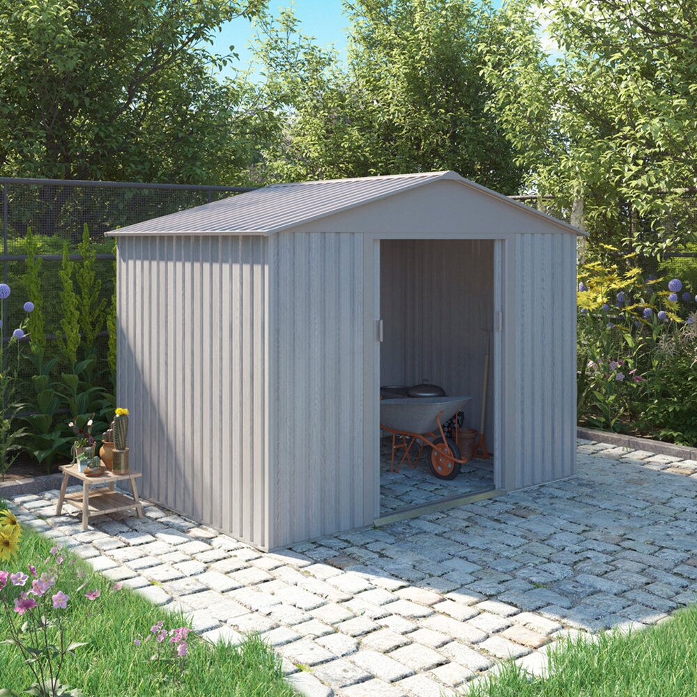 Abri de jardin métal en acier galvanisé effet bois gris 13,12 m²