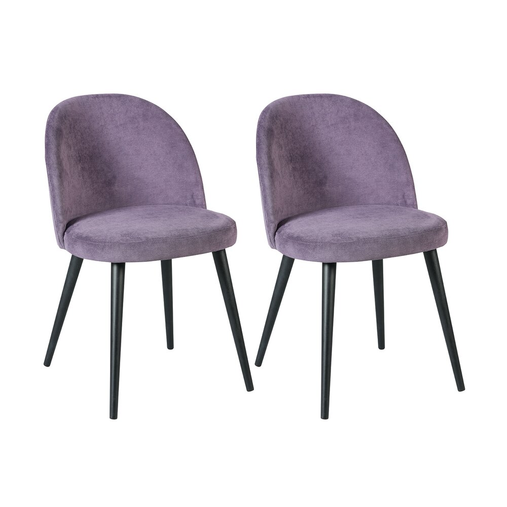 Lot de 2 chaises repas 47x43x80 cm en tissu violet clair photo 1